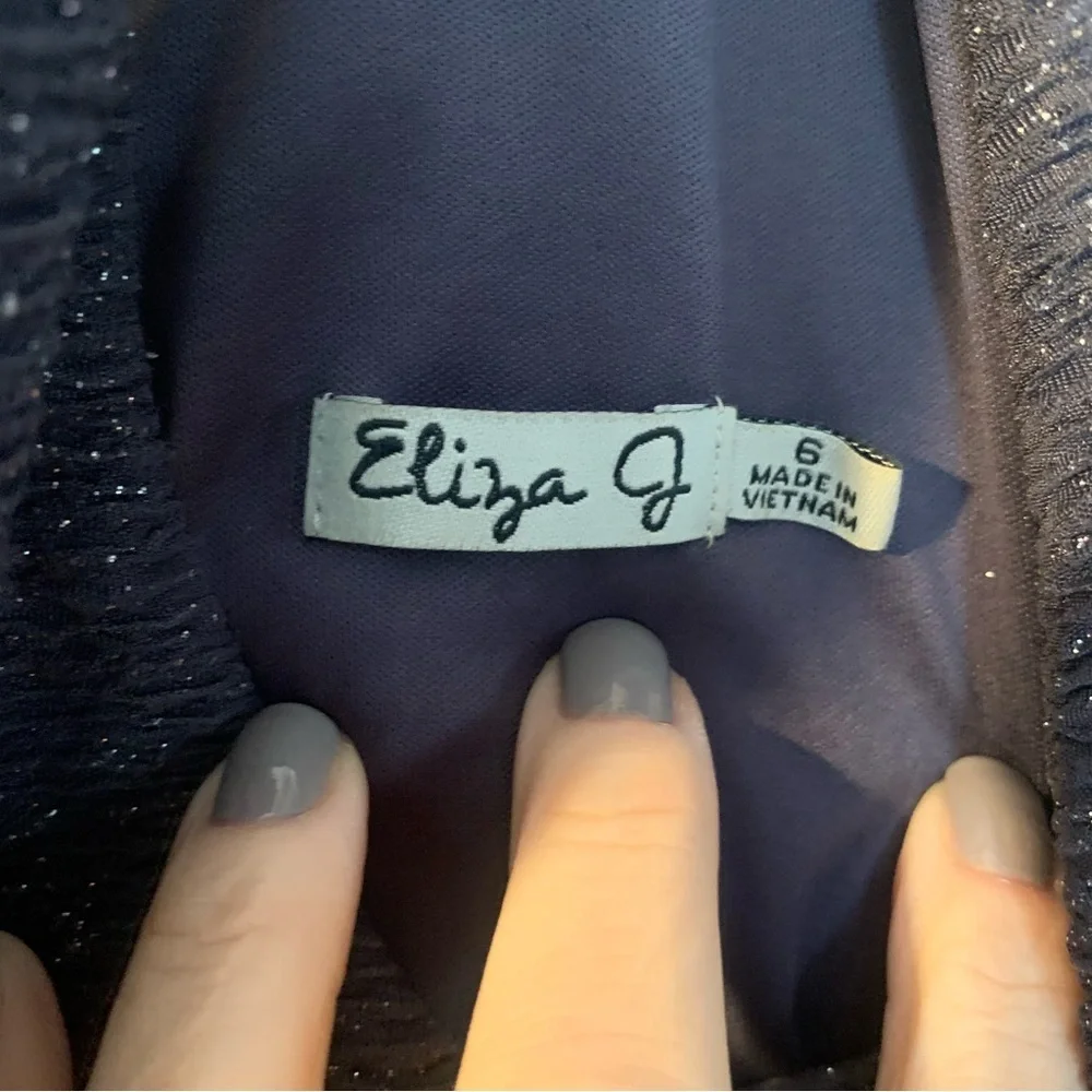 Eliza J Halter Dress Size 6 Color Metallic Gray with Shimmer and Silver Hardware